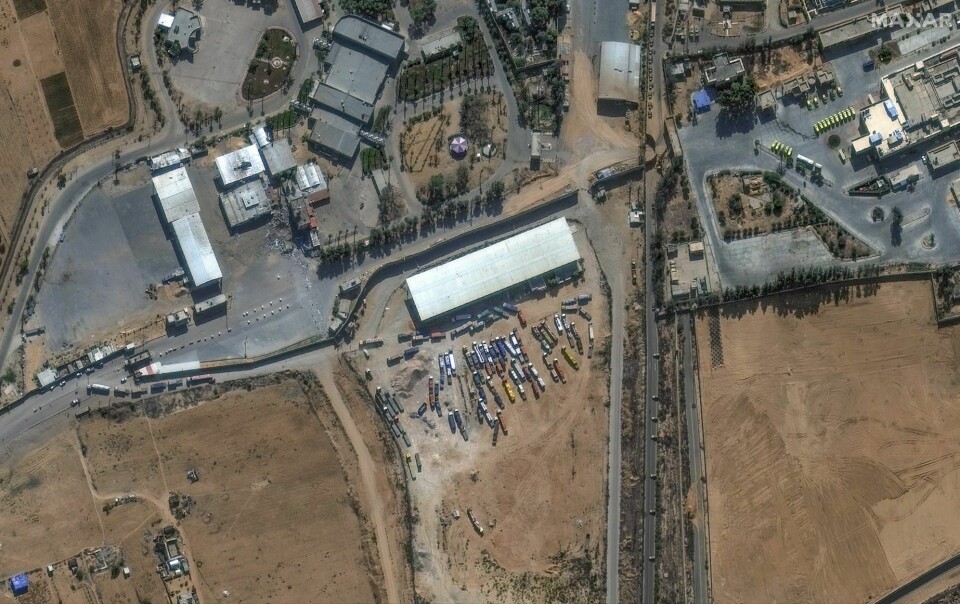 Et satellittbilde av grenseovergangen Rafah ved grensa mellom Gaza og Egypt. Et satellittbilde av grenseovergangen Rafah ved grensa mellom Gaza og Egypt.