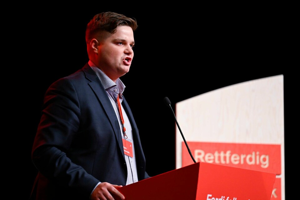 Tobias Drevland Lund på et tidligere landsmøte i Rødt. Frelsesarmeen