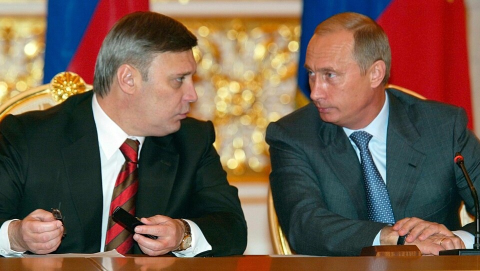 Mikhail Kasjanov og Vladimir Putin avbildet under et møte i Moskva, Russland i 2003.