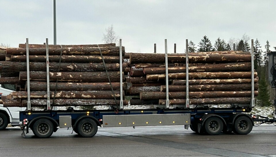 Denne tømmertransporten var både tung og trafikkfarlig da den ble stanset for kontroll hos Statens vegvesen i Ås. Denne tømmertransporten var både tung og trafikkfarlig da den ble stanset for kontroll hos Statens vegvesen i Ås.