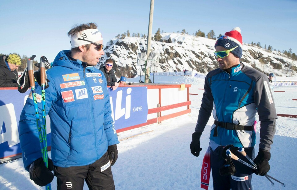 Eirik Myhr Nossum (t.v.) og Petter Northug avbildet i 2018. Eirik Myhr Nossum (t.v.) og Petter Northug avbildet i 2018. Foto: Terje Pedersen / NTB