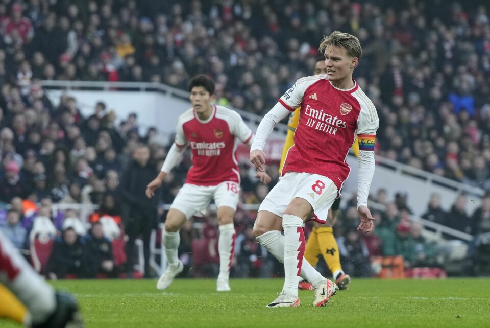 Martin Ødegaard satte inn 2-0-målet for Arsenal mot Wolverhampton Martin Ødegaard satte inn 2-0-målet for Arsenal mot Wolverhampton. Foto: Alastair Grant / AP / NTB