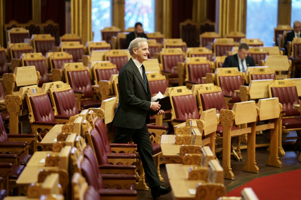 Statsminister Jonas Gahr Støre (Ap) omtaler resultatet fra TV 2s ferske partibarometer som hyggelige tall. Statsminister Jonas Gahr Støre (Ap) omtaler resultatet fra TV 2s ferske partibarometer som hyggelige tall. Foto: Cornelius Poppe / NTB