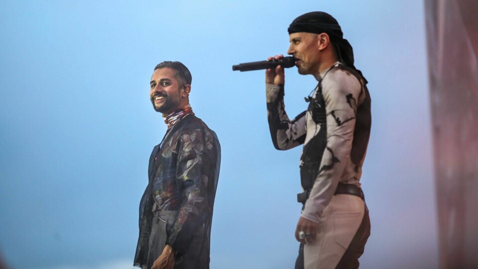 Chirag og Magdi i Karpe, her på Slottsfjell-festivalen. Karpe