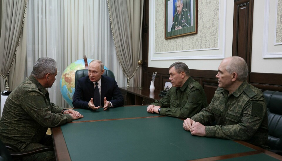 Russlands president Vladimir Putin (nr. 2 f.v.) avbildet under et møte i Rostov-on-Don tidligere i høst, her med forsvarsminister Sergej Sjojgu, forsvarssjef Valerij Gerasimov og den høytstående generalen Sergej Rudskoj.