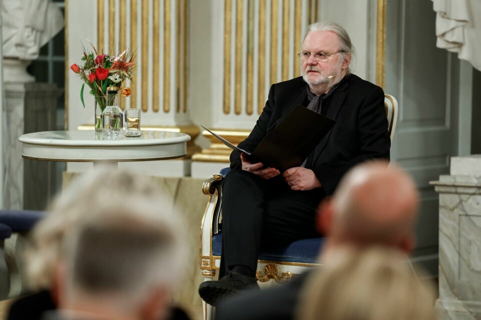 Årets nobelprisvinner i litteratur, Jon Fosse, i forbindelse med sitt Nobelforedrag på Børsen i Gamlebyen i Stockholm. Årets nobelprisvinner i litteratur, Jon Fosse, i forbindelse med sitt Nobelforedrag på Børsen i Gamlebyen i Stockholm.