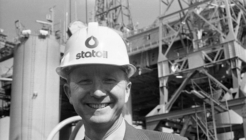 Arve Johnsen foran oljeriggen Odin Drill i mai 1974. Arve Johnsen foran oljeriggen Odin Drill i mai 1974. Foto: NTB