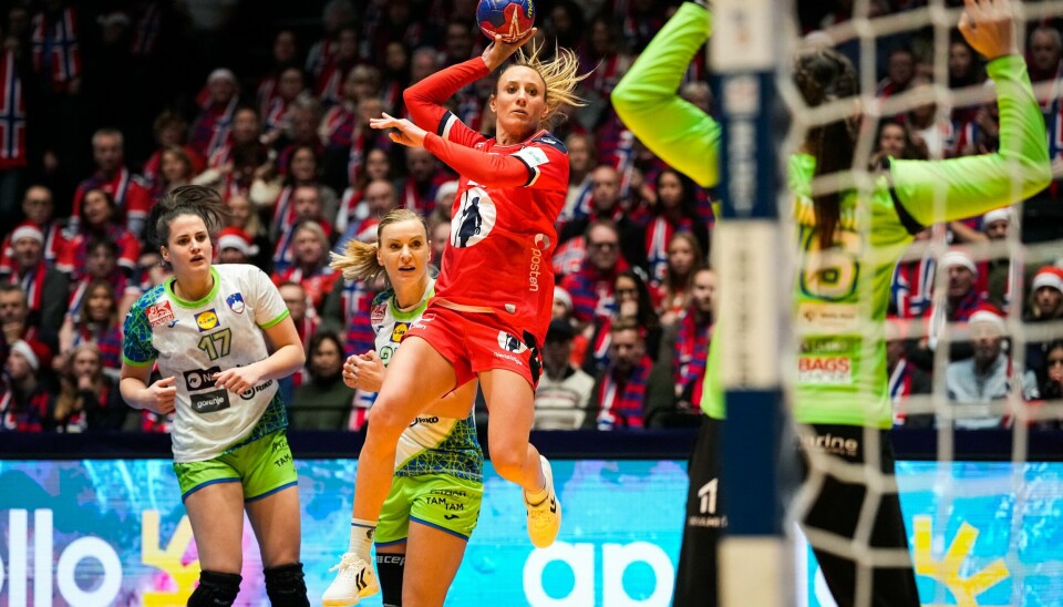 Norges Camilla Herrem under VM-kampen i hovedrunden mellom Slovenia og Norge i Trondheim Spektrum. Camilla Herrem