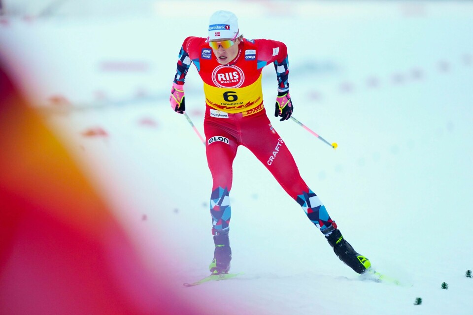 Johannes Høsflot Klæbo i aksjon på sprintprologen under verdenscupen i Granåsen i Trondheim. Johannes Høsflot Klæbo i aksjon på sprintprologen under verdenscupen i Granåsen i Trondheim. Foto: Terje Pedersen / NTB