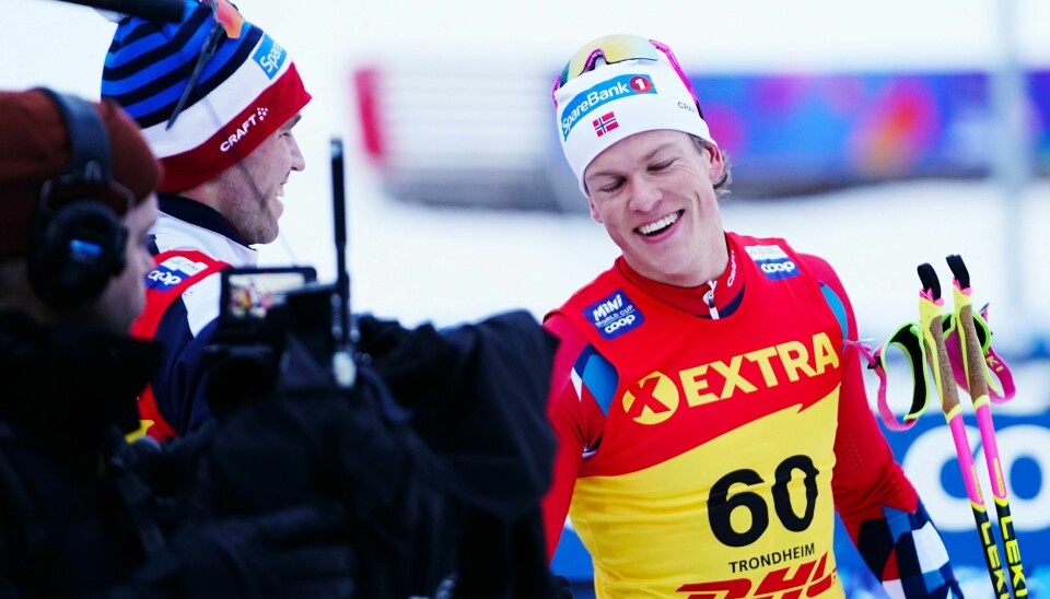 Johannes Høsflot Klæbo kunne smile for en ny seier i Trondheim. Johannes Høsflot Klæbo kunne smile for en ny seier i Trondheim.Foto: Terje Pedersen / NTB