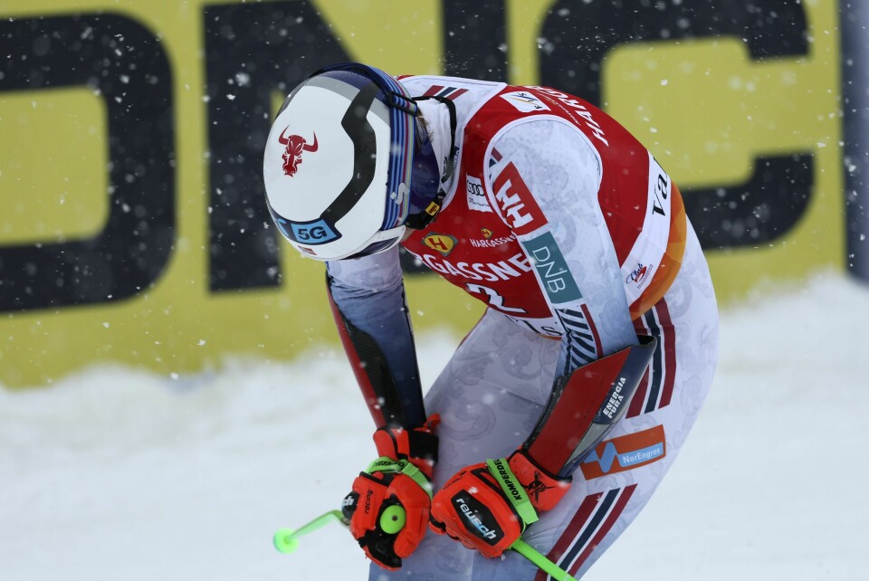 Henrik Kristoffersen var tydelig skuffet etter 1. omgang i Alta Badia. Her fra et renn tidligere i år. Henrik Kristoffersen var tydelig skuffet etter 1. omgang i Alta Badia. Her fra et renn tidligere i år. Foto: Marco Trovati / AP / NTB