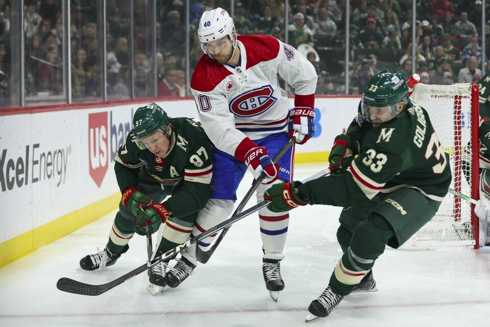 Minnesota Wilds Kirill Kaprizov (97) sørget for andre kamp på rad at Wild vant på overtid. Russeren satte inn Wilds fjerde mål etter knappe fem minutter i ekstraomgangen i 4-3-seieren over Montreal Canadiens. Minnesota Wilds Kirill Kaprizov (97) sørget for andre kamp på rad at Wild vant på overtid. Russeren satte inn Wilds fjerde mål etter knappe fem minutter i ekstraomgangen i 4-3-seieren over Montreal Canadiens. Foto: Matt Krohn / AP / NTB