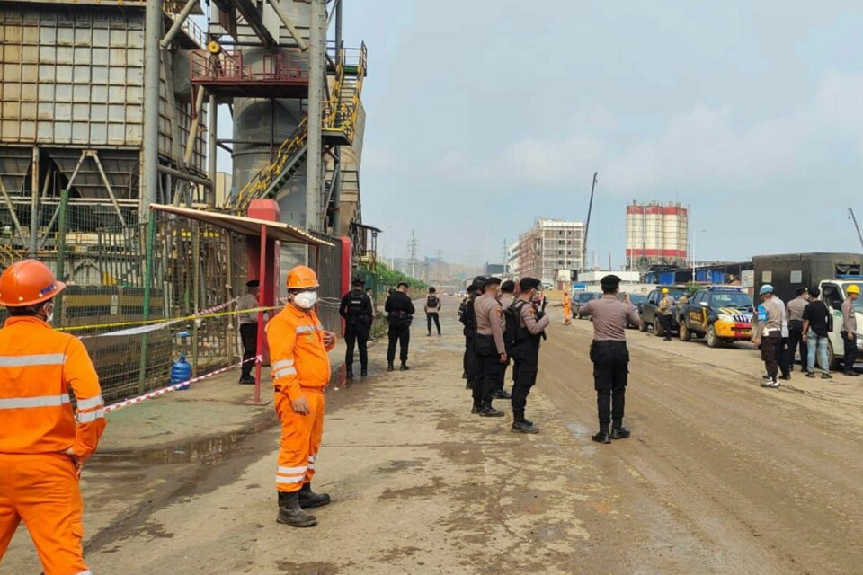 Driften ved smelteverket som eies av Indonesia Tsingshan Stainless Steel, er innstilt mens etterforskningen pågår. Driften ved smelteverket som eies av Indonesia Tsingshan Stainless Steel, er innstilt mens etterforskningen pågår. Foto: AP / NTB