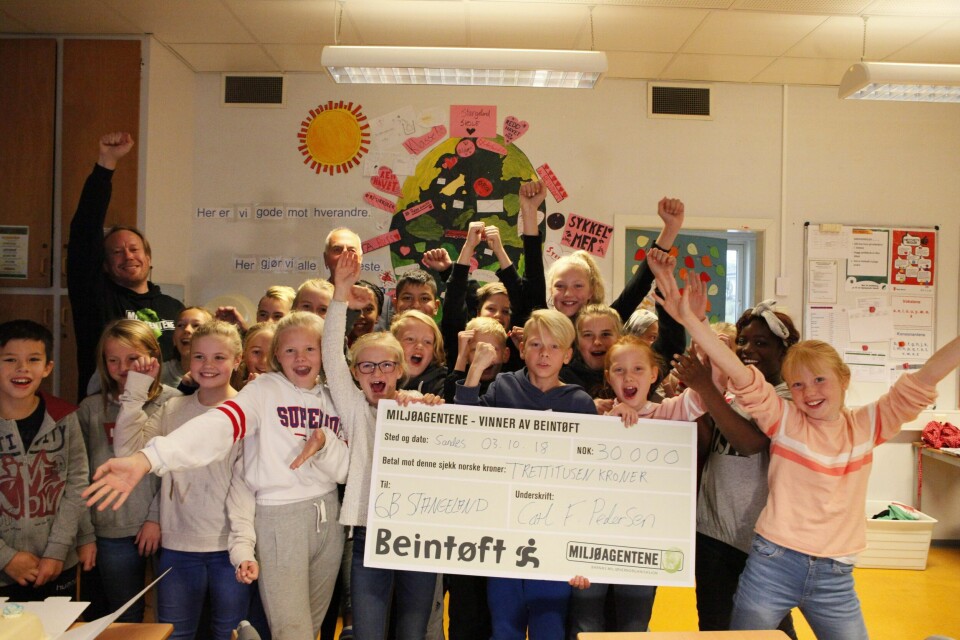 6B ved Stangeland skole ble beste klasse i landet i Beintøft 2018. Foto: Miljøagentene 6B ved Stangeland skole ble beste klasse i landet i Beintøft 2018. Foto: Miljøagentene