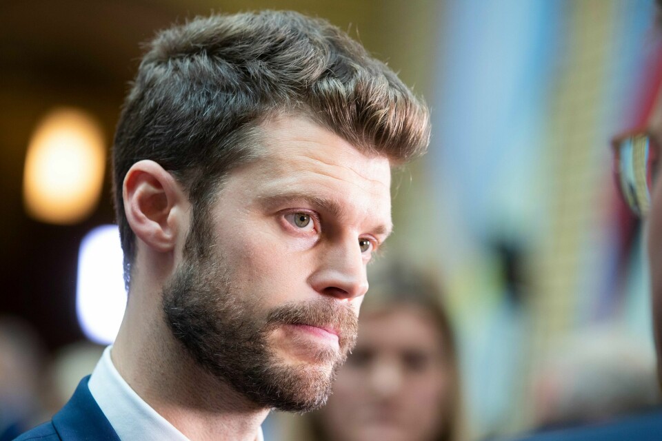 Rødt-leder Bjørnar Moxnes lover knallhard opposisjon. Her i vandrehallen i Stortinget etter regjeringens fremleggelse av statsbudsjettet for 2019.