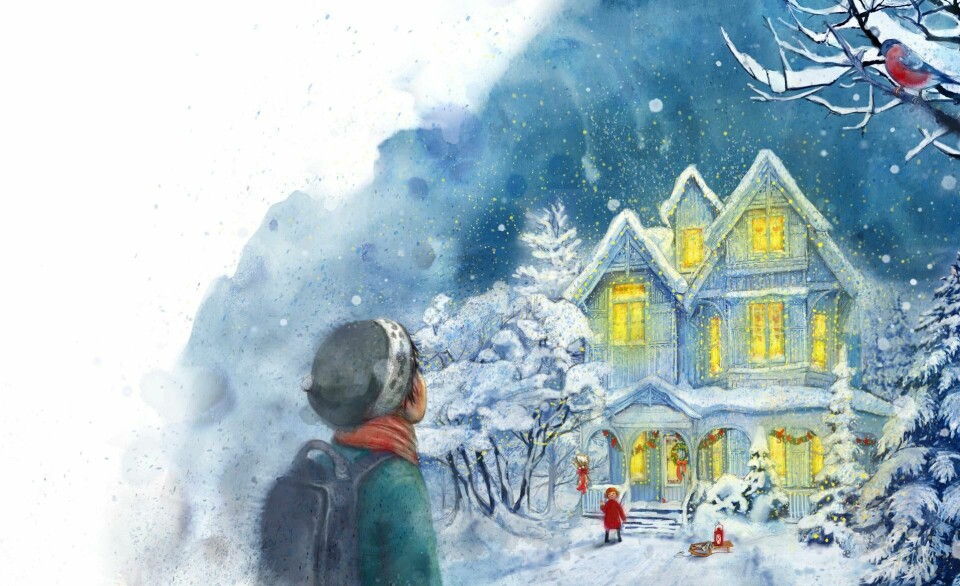 Her er julekuler og julestjerner, snøkrystaller og kristtorn, pakker og dompaper. ILL: LISA AISATO, FRA BOKA Her er julekuler og julestjerner, snøkrystaller og kristtorn, pakker og dompaper. ILL: LISA AISATO, FRA BOKA