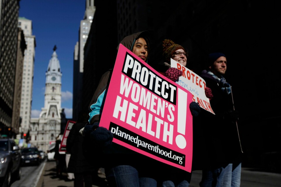Her fra en demonstrasjon for fri abort i Philadelphia i 2011.