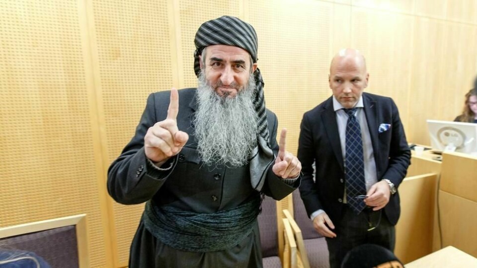 Mulla Krekar i Oslo tingrett under et fengslingsmøte i 2016, da på grunn av fare for at han ville unndra seg rettsforfølgelse i Italia.
