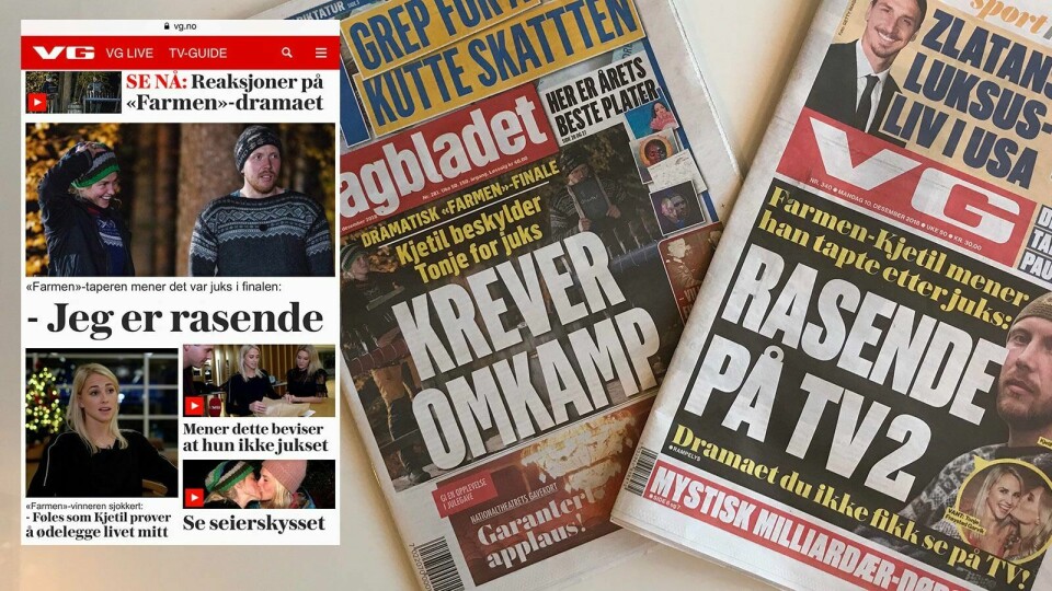 Farmen-finalen på TV 2 er ifølge VG (og Dagbladet), ser det ut til, det viktigste som skjedde på kloden siste døgn, skriver David Stenerud.