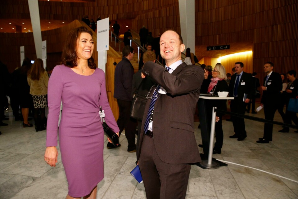 Ole Erik Almlid fotografert på NHOs årskonferanse i Operaen sammen med Kristin Skogen Lund i 2014. Foto: Heiko Junge / NTB scanpix