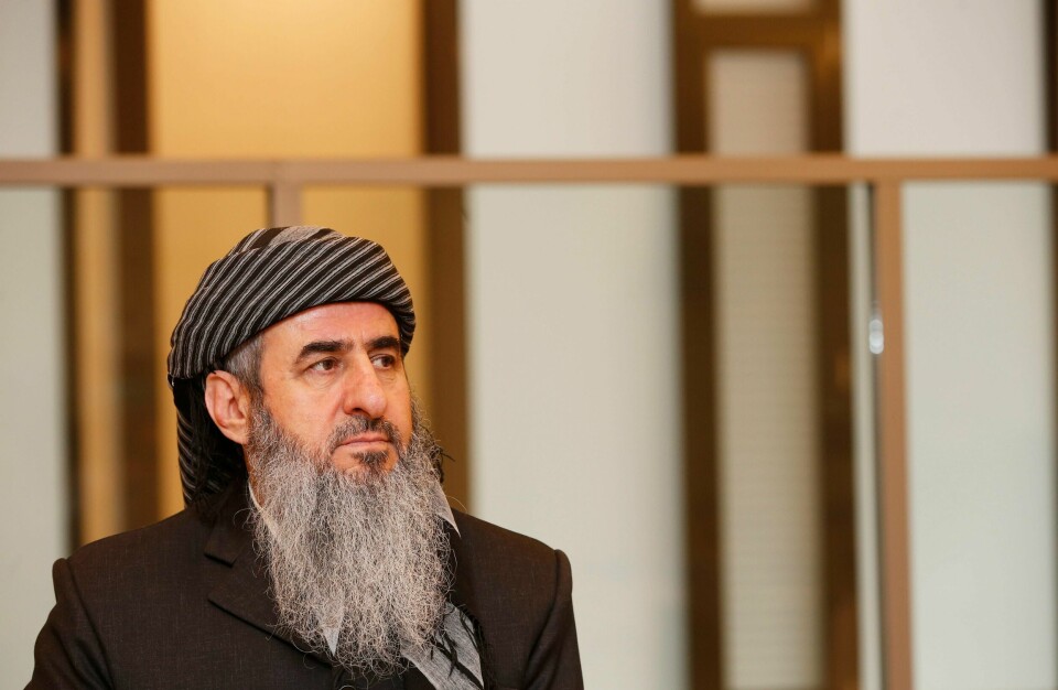 Mulla Krekar i Oslo tingrett i 2016, da PSTs utleveringsbegjæring til Italia skulle behandles. Krekar er siktet for terrorplanlegging i Italia, og politiet der mener han leder organisasjonen Rawti Shax. Foto: Lise Åserud / NTB scanpix
