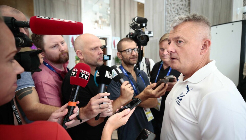 Gjert Ingebrigtsen møtte norske medier i Doha onsdag.
