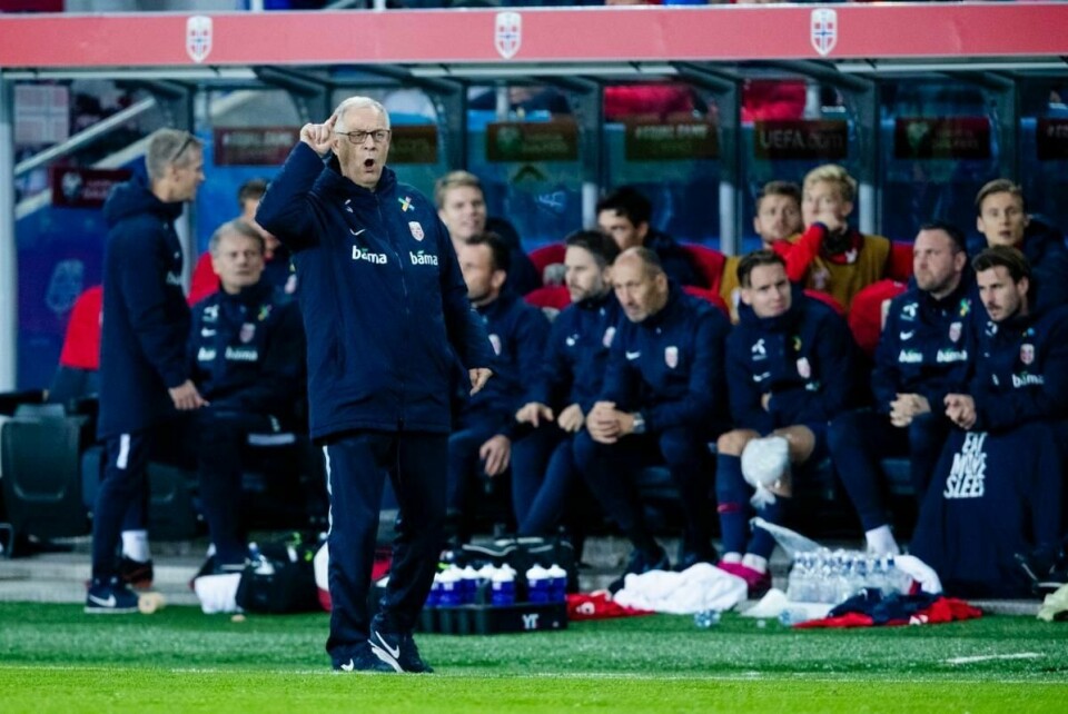 Lars Lagerbäck ble litt ivrigere enn vanlig i sluttminuttene.