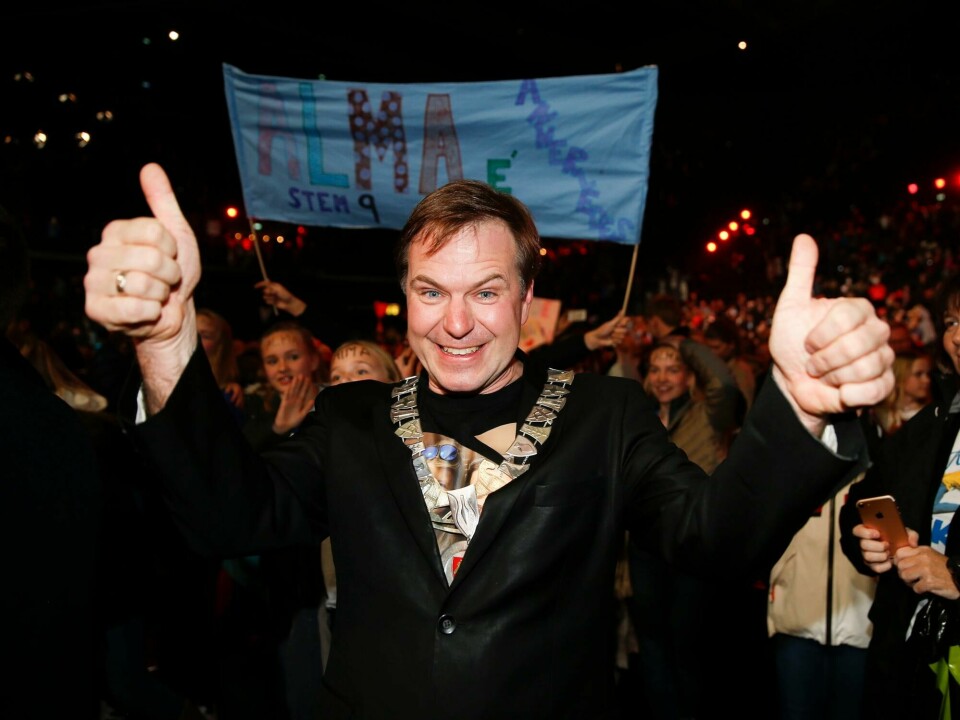 Venstre-ordfører Alfred Bjørlo. Oslo 20161105.
Finaler i Melodi Grand Prix jr. MGPjr. En stolt ordfører Alfred Bjørlo i Eid.
Foto: Terje Pedersen / NTB scanpix