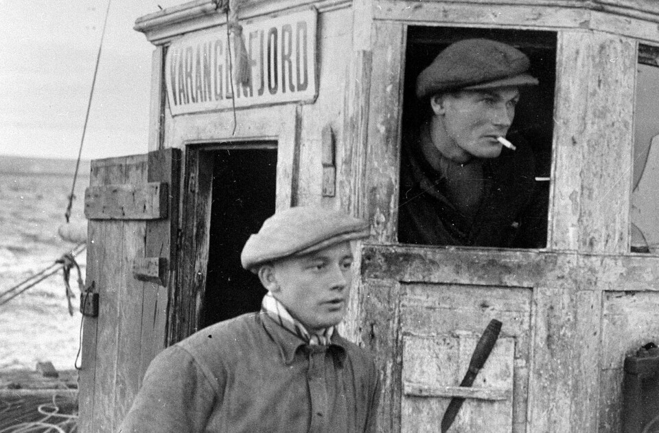 Frigjøringen av Finnmark høsten 1944. En norsk militærmisjon ved den russiske ishavsarme gjorde en rundreise i de befridde områdene for å samordne tiltakene for en norske siviladministresjon. Bildet er tatt midt på dagen i Syltefjord i Varangerfjorden. FOTO: NTB SCANPIX.