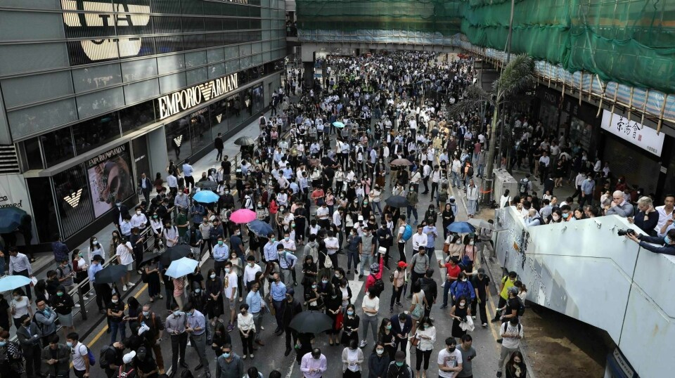 Protestene er fortsatt store i Hongkong.