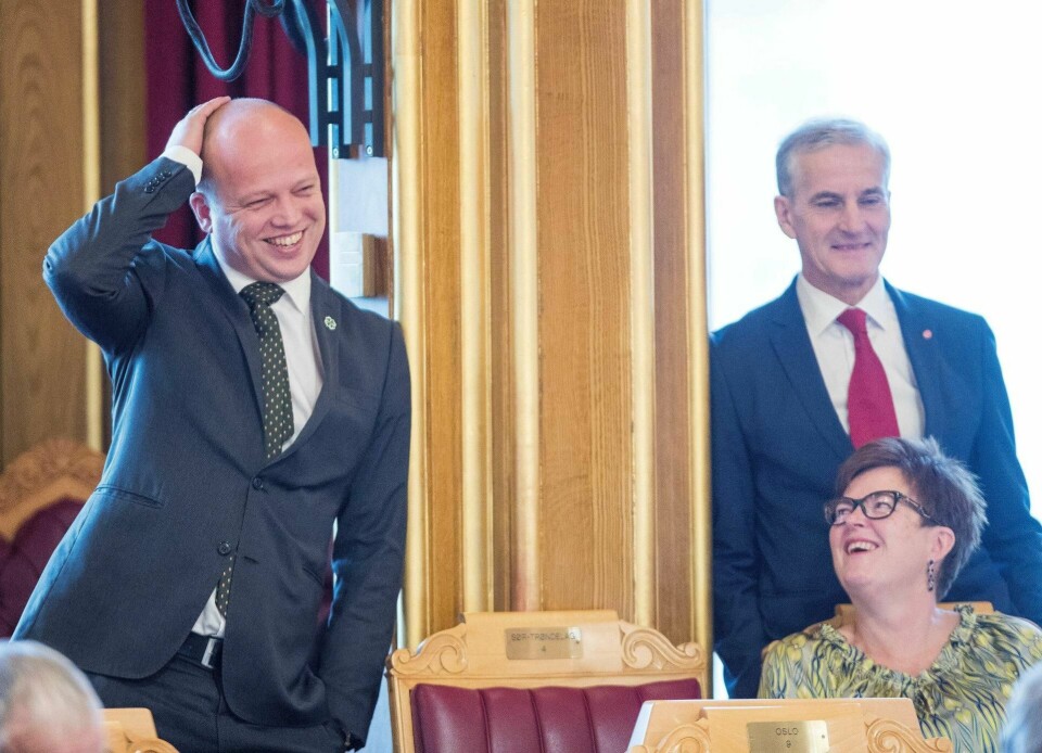 Sp-leder Trygve Slagsvold Vedum (t.v.) får det til, mens Ap-leder Jonas Gahr Støre fortsatt sliter.