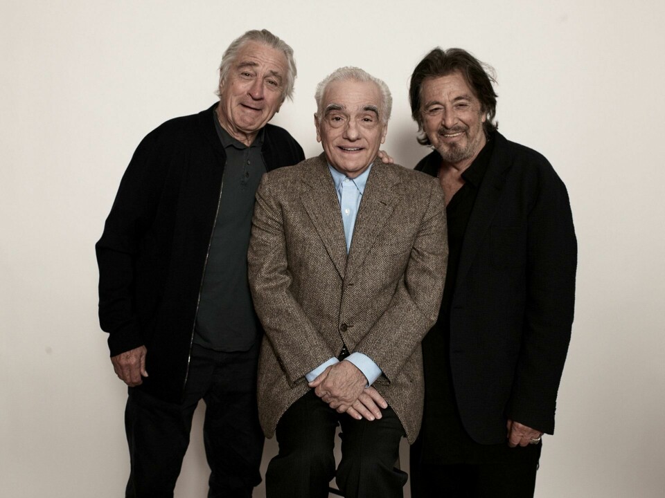 Robert De Niro, Al Pacino og regissør Martin Scorsese (foran) sammen i kinoaktuelle «The Irishman». Foto: NTB Scanpix Robert De Niro, Al Pacino og regissør Martin Scorsese (foran) sammen i kinoaktuelle «The Irishman». Foto: NTB Scanpix