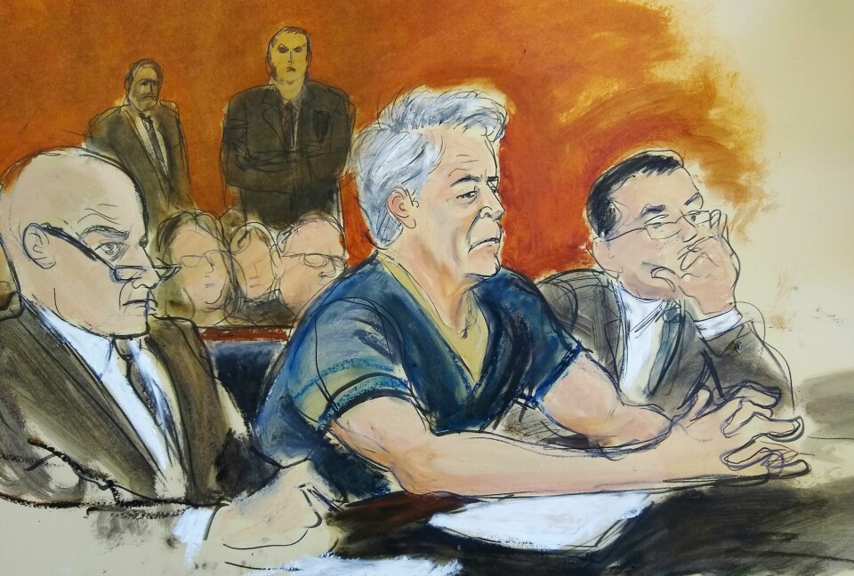 In this courtroom artist's sketch, defendant Jeffrey Epstein, center, sits with attorneys Martin Weinberg, left, and Marc Fernich during his arraignment in New York federal court, Monday, July 8, 2019. Epstein pleaded not guilty to federal sex trafficking charges. The 66-year-old is accused of creating and maintaining a network that allowed him to sexually exploit and abuse dozens of underage girls from 2002 to 2005. (Elizabeth Williams via AP) In this courtroom artist's sketch, defendant Jeffrey Epstein, center, sits with attorneys Martin Weinberg, left, and Marc Fernich during his arraignment in New York federal court, Monday, July 8, 2019. Epstein pleaded not guilty to federal sex trafficking charges. The 66-year-old is accused of creating and maintaining a network that allowed him to sexually exploit and abuse dozens of underage girls from 2002 to 2005. (Elizabeth Williams via AP)