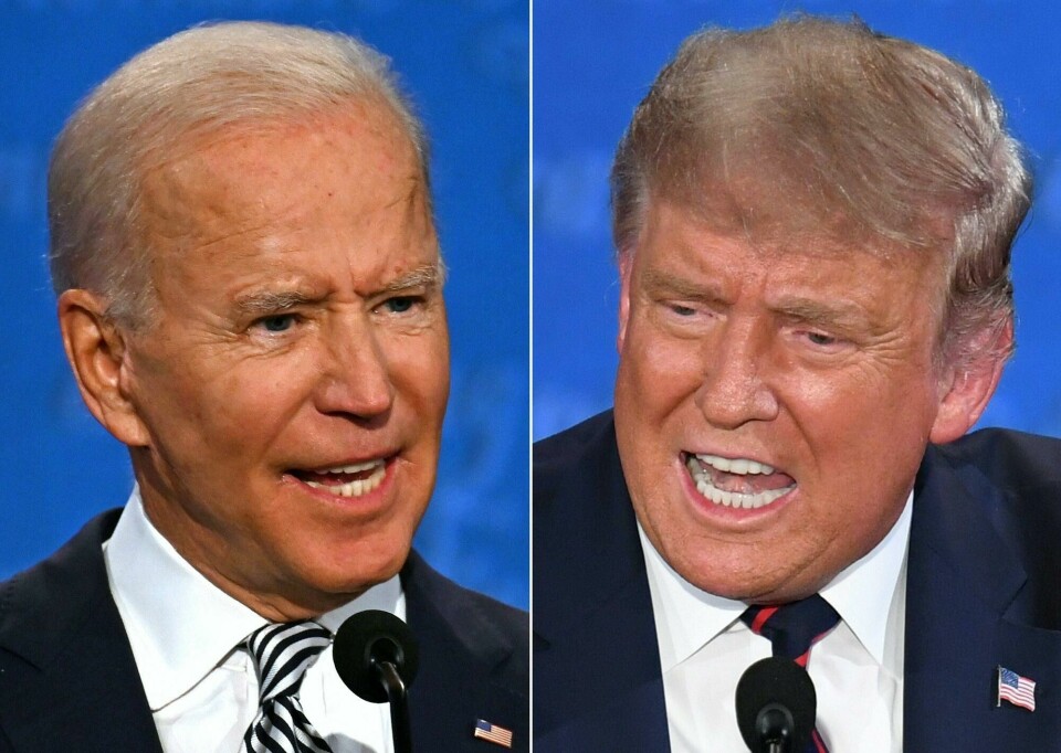 (COMBO) In this file combination of pictures created on September 29, 2020 Democratic Presidential candidate and former US Vice President Joe Biden (L) and US President Donald Trump speak during the first presidential debate at the Case Western Reserve University and Cleveland Clinic in Cleveland, Ohio. - The presidential debate between Democratic Presidential candidate and former US Vice President Joe Biden and US President Donald Trump scheduled for October 15 has been cancelled by the Commission on Presidential Debates, US media reported on October 9, 2020. (Photos by JIM WATSON and SAUL LOEB / AFP) (COMBO) In this file combination of pictures created on September 29, 2020 Democratic Presidential candidate and former US Vice President Joe Biden (L) and US President Donald Trump speak during the first presidential debate at the Case Western Reserve University and Cleveland Clinic in Cleveland, Ohio. - The presidential debate between Democratic Presidential candidate and former US Vice President Joe Biden and US President Donald Trump scheduled for October 15 has been cancelled by the Commission on Presidential Debates, US media reported on October 9, 2020. (Photos by JIM WATSON and SAUL LOEB / AFP)