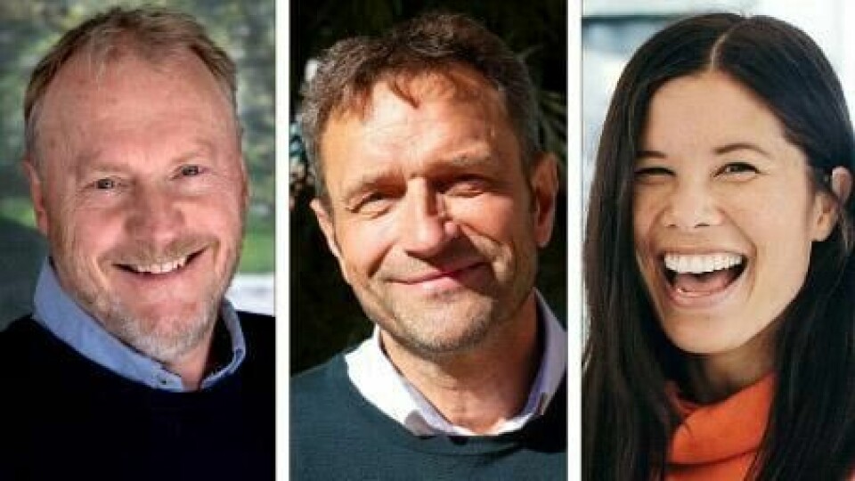 Byrådsleder Raymond Johansen (Ap), byutviklingsbyråd Arild Hermstad (MDG) og miljøbyråd Lan Marie Berg (MDG).