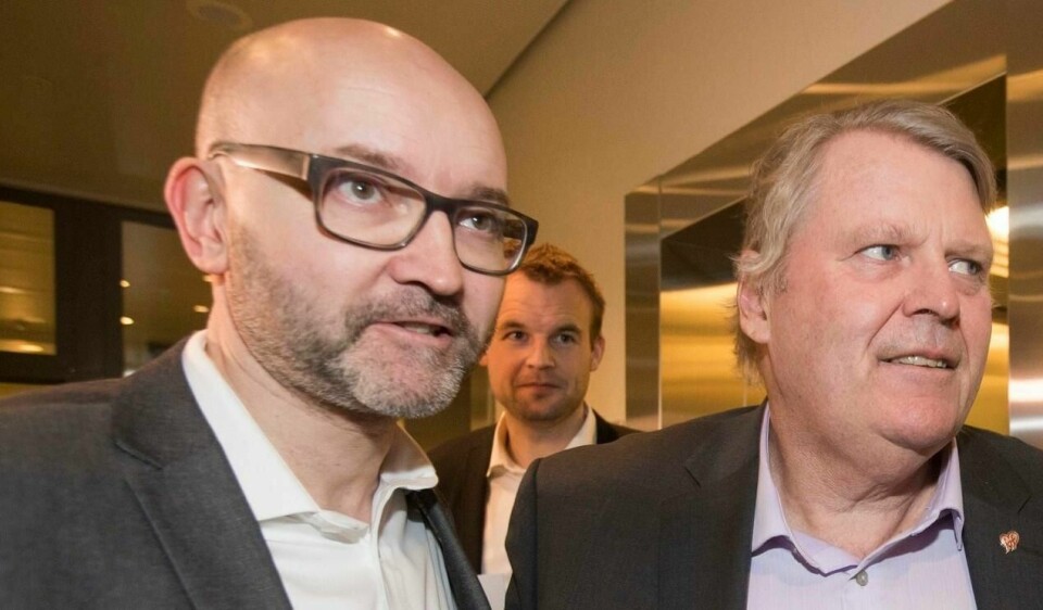 Dag Fedøy (t.v.) rykker opp til fast plass i Nordre Follo kommunestyre. Her er han sammen med KrFs Hans Fredrik Grøvan.