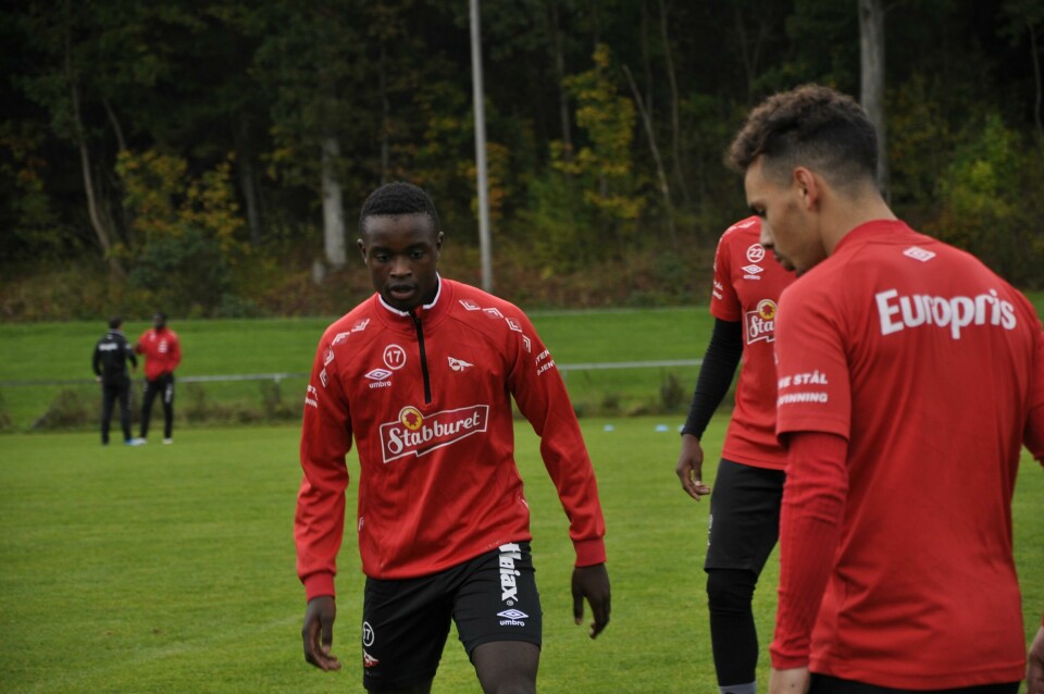Brice Wembangomo på trening for FFK i 2016. FFK. Fredrikstad Fotballklubb. Trening. Kråkerøy. Brice Wembangomo