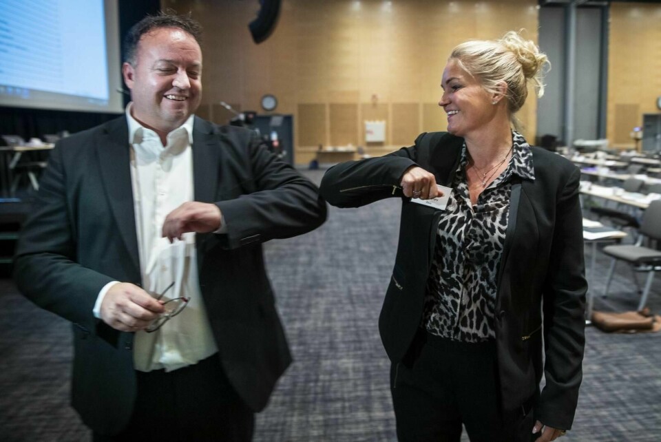 Frode Myrhol og Cecilie Lyngby skal dele ledervervet i FNB. De deler ikke akkurat samme syn på en del sentrale, politiske saker. Foto: Terje Pedersen/NTB