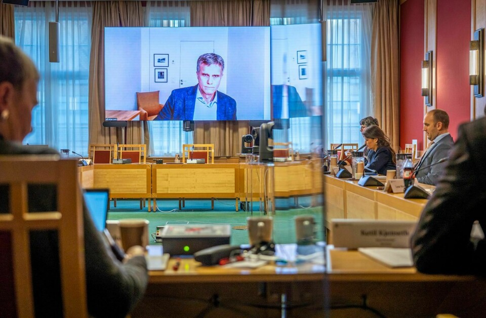 Tidligere Statoil-sjef Helge Lund ble stilt til veggs via videolink i stortingshøringen tirsdag.. Foto: Ole Berg-Rusten/NTB
