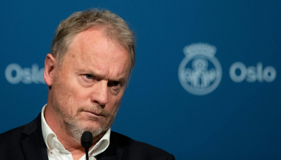 Byrådsleder Raymond Johansen orienterer om koronasituasjonen i Oslo. Foto: Berit Roald / NTB