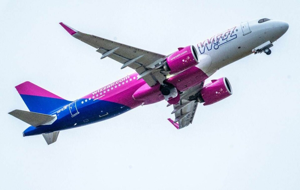 Et Wizz Air-fly tar av fra Oslo lufthavn.