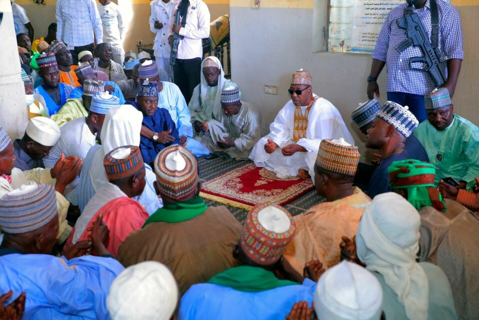 Babagana Umara Zulum, center, governor of Borno State, prays during a funeral for those killed by suspected Boko Haram militants in Zaabarmar, Nigeria, Sunday, Nov. 29, 2020. Nigerian officials say suspected members of the Islamic militant group Boko Haram have killed at least 40 rice farmers and fishermen while they were harvesting crops in northern Borno State. The attack was staged Saturday in a rice field in Garin Kwashebe, a Borno community known for rice farming. (AP Photo/Jossy Ola) Babagana Umara Zulum, center, governor of Borno State, prays during a funeral for those killed by suspected Boko Haram militants in Zaabarmar, Nigeria, Sunday, Nov. 29, 2020. Nigerian officials say suspected members of the Islamic militant group Boko Haram have killed at least 40 rice farmers and fishermen while they were harvesting crops in northern Borno State. The attack was staged Saturday in a rice field in Garin Kwashebe, a Borno community known for rice farming. (AP Photo/Jossy Ola)