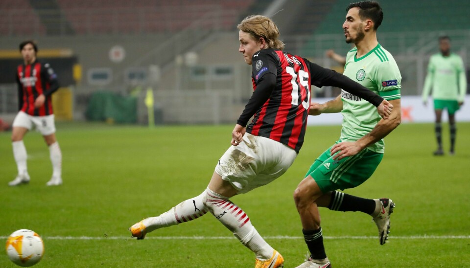 Her setter Jens Petter Hauge inn 3-2-scoringen mot Celtic etter et flott dribleraid fra sin venstrekant.