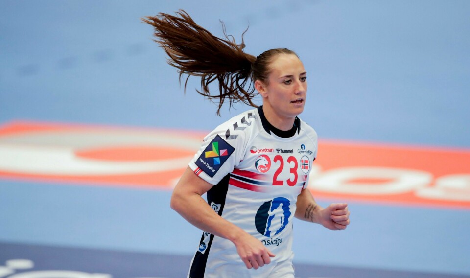 Camilla Herrem under kampen mellom Romania og Norge. Foto: Vidar Ruud / NTB
