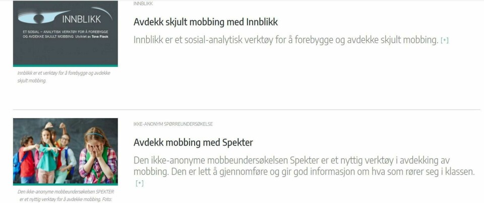 På Universitetet i Stavangers nettsider kan man lese om både Spekter og Innblikk. Foto: Skjermdump På Universitetet i Stavangers nettsider kan man lese om både Spekter og Innblikk. Foto: Skjermdump