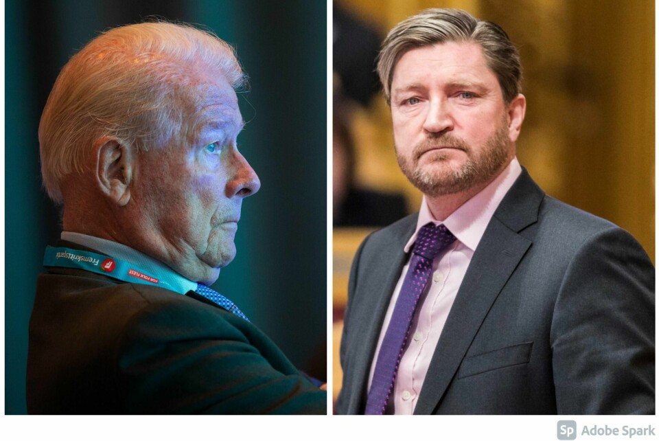 Både Carl I Hagen og Christian Tybring-Gjedde er sjokkerte og målløse etter at Sentralstyret i Frp valgte å ekskludere fylkesleder Geir Ugland Jacobsen, og sette fylkespartiet under administrasjon.