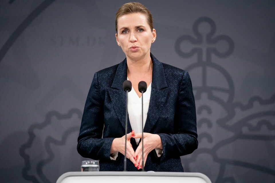 Denmark's Prime Minister Mette Frederiksen speaks during a press conference on COVID-19 in the Prime Minister's Office at Christiansborg in Copenhagen, Friday Oct. 23, 2020. (Mads Claus Rasmussen/Ritzau Scanpix via AP) Denmark's Prime Minister Mette Frederiksen speaks during a press conference on COVID-19 in the Prime Minister's Office at Christiansborg in Copenhagen, Friday Oct. 23, 2020. (Mads Claus Rasmussen/Ritzau Scanpix via AP)