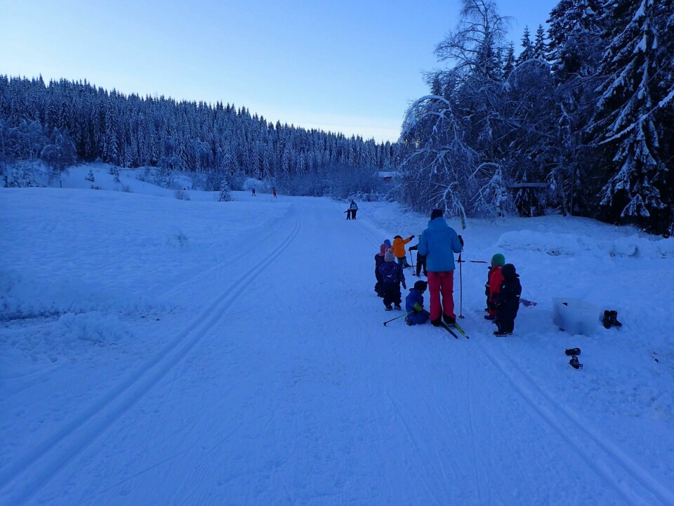 Nedre Stabæk barnehage i Lier prøvde seg på ski ved Eiksetra. OLYMPUS DIGITAL CAMERA