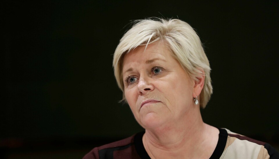 Siv Jensen mener forslaget om obligatorisk testing på grensen er aktualisert med den nye virusvarianten i Storbritannia. Foto: Berit Roald / NTB