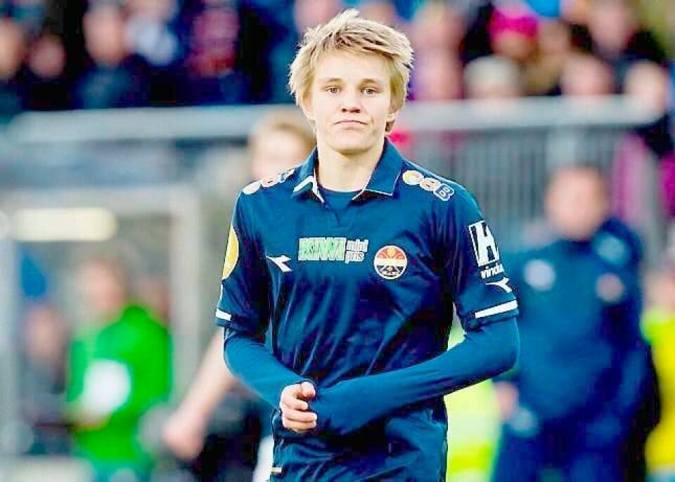 Martin Ødegaard (15) satte seg i respekt fra første stund da han eliteseriedebuterte for Strømsgodset sist søndag.FOTO: VEGARD GRØTT/NTB SCANPIX